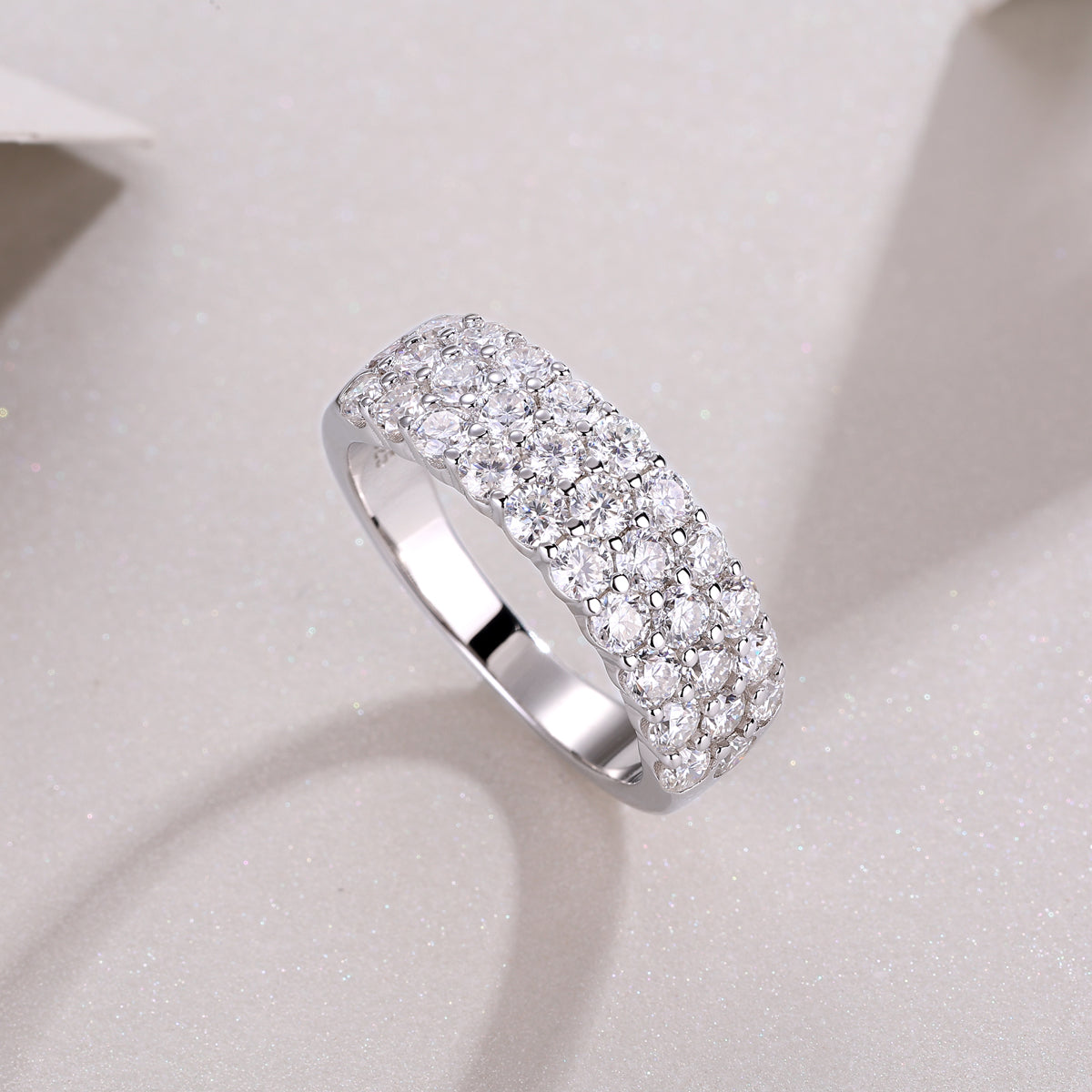 Multi-Row Moissanite Eternity Ring in S925 Sterling Silver