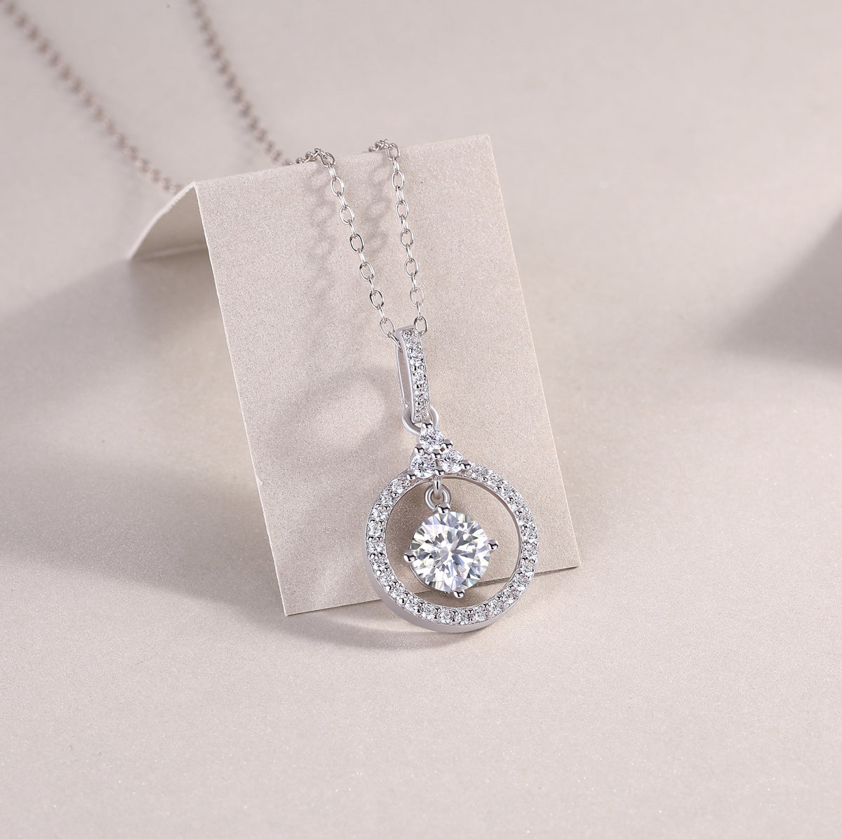 1 Carat Moissanite Necklace - S925 Sterling Silver Platinum-Plated with Chain