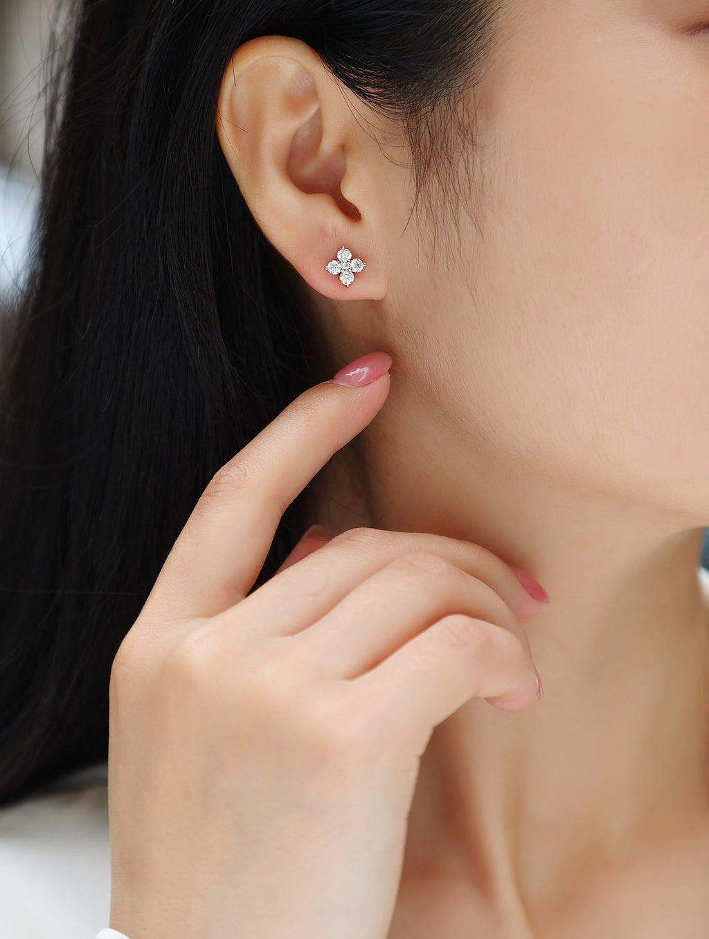 Moissanite Stud Earrings - S925 Sterling Silver Platinum-Plated (Pair)