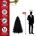 Pre-Lit Black Christmas Tree with White LED Lights - Halloween & Holiday Decor