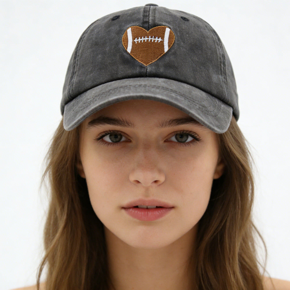 Football Heart Baseball Cap - Unisex Adjustable Hat for Football Fans