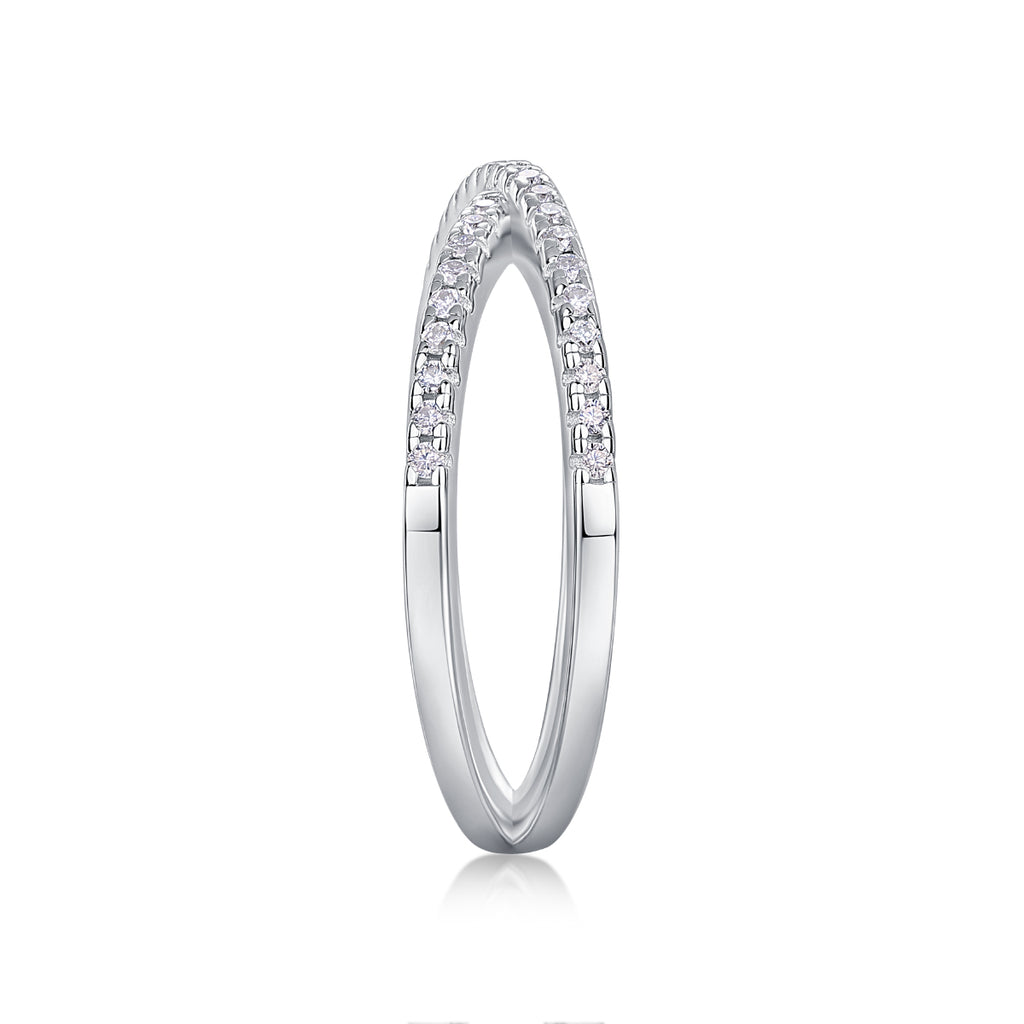Double Band Moissanite Sterling Silver Ring