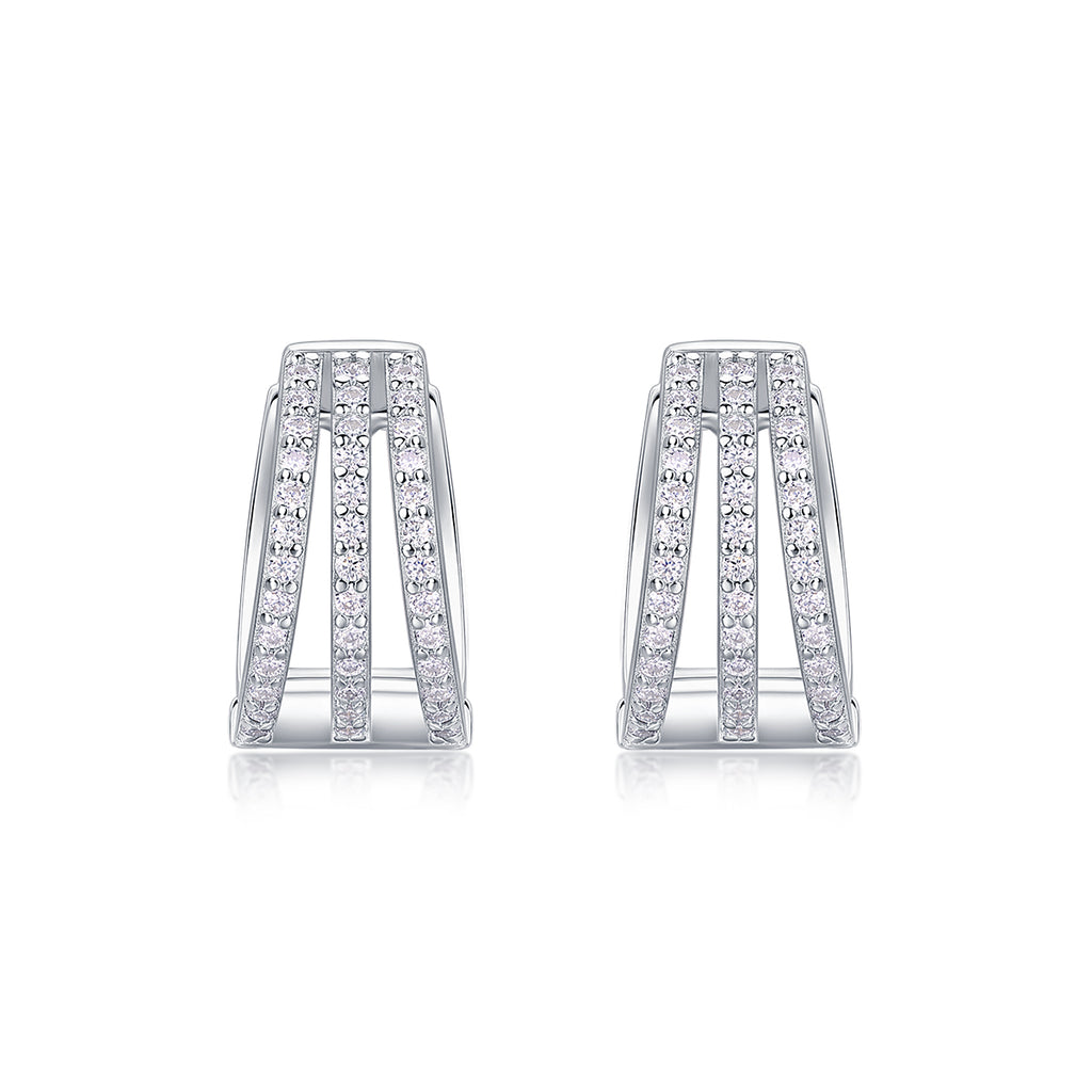 Inlaid Moissanite Sterling Silver Stud Earrings