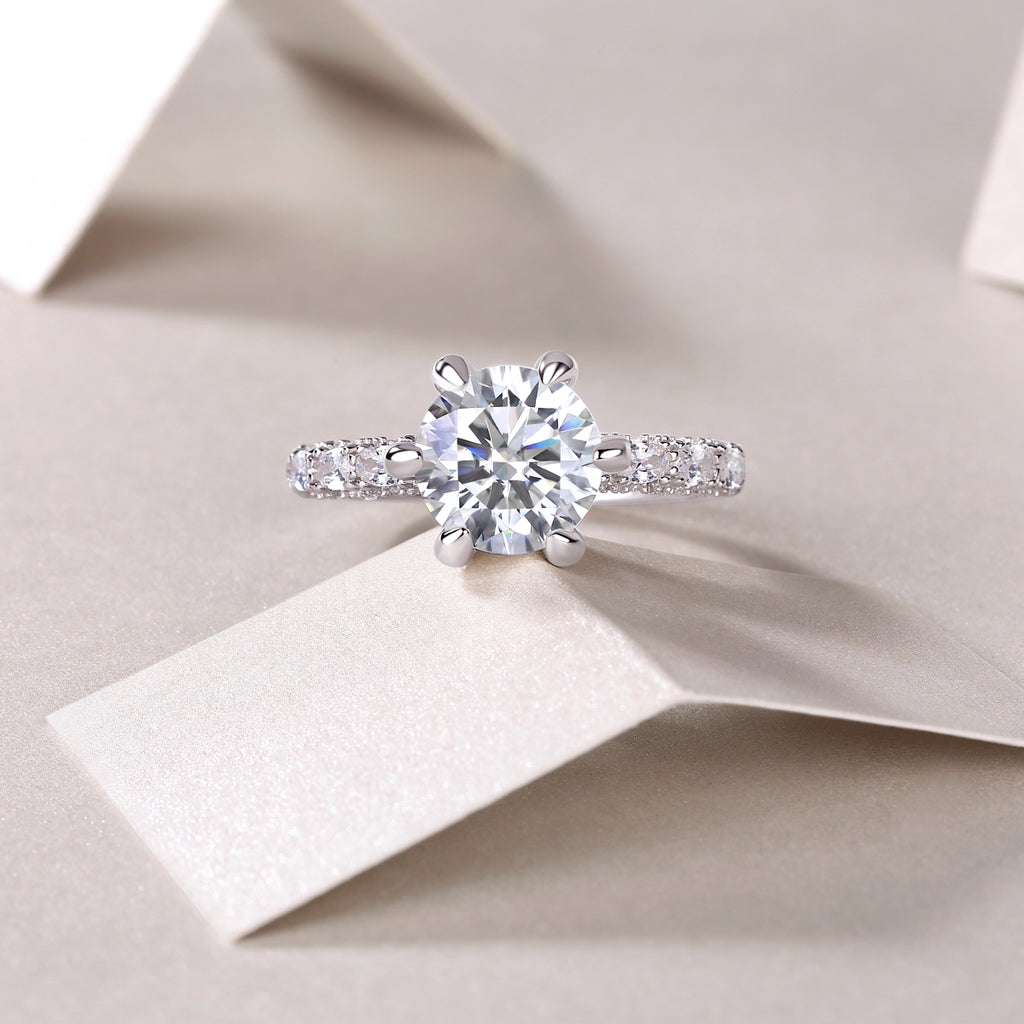 Moissanite Solitaire Ring – S925 Sterling Silver with Platinum Plating
