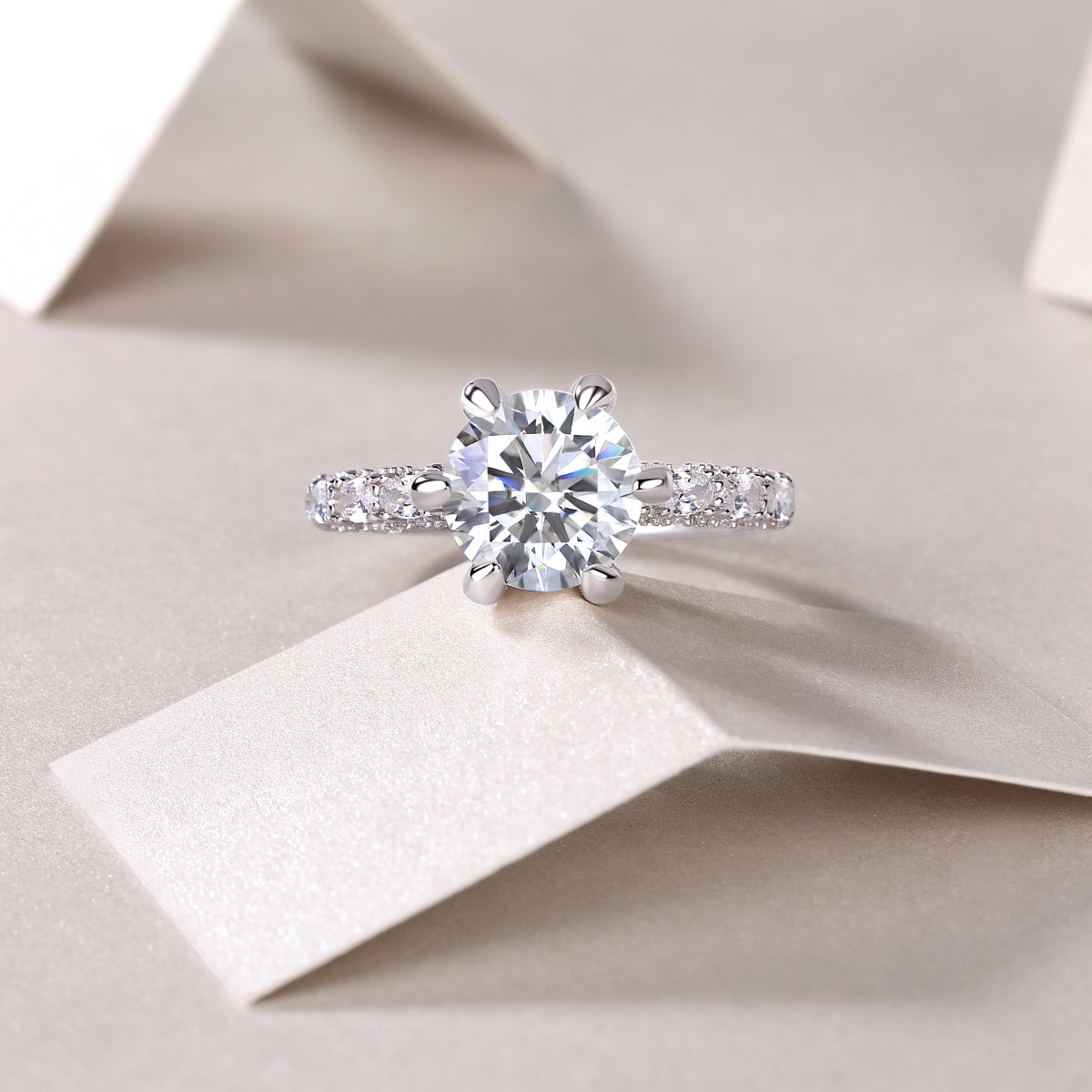 Moissanite Solitaire Ring – S925 Sterling Silver with Platinum Plating