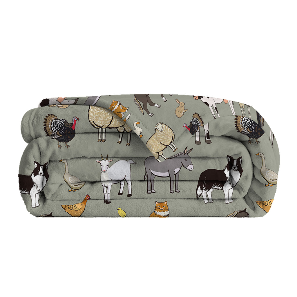 Farm Animal Fleece Throw Blanket - Soft Flannel Blanket