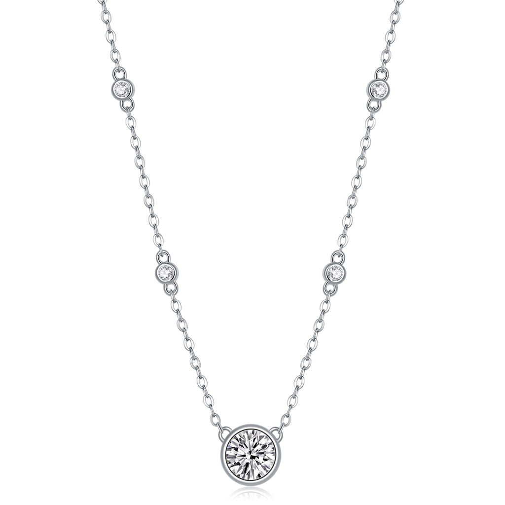 1 Carat Moissanite Necklace - S925 Sterling Silver Platinum-Plated with Chain