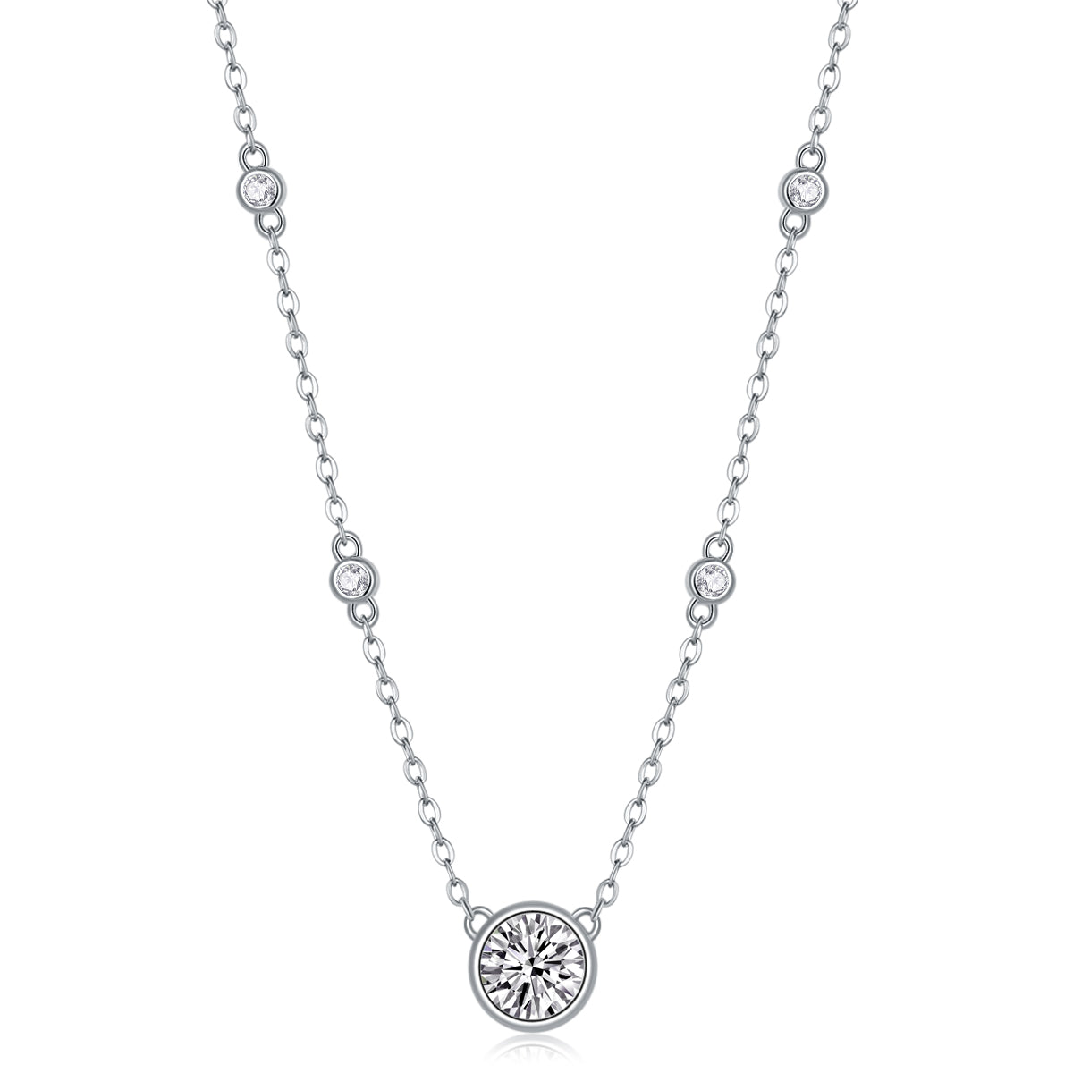 1 Carat Moissanite Necklace - S925 Sterling Silver Platinum-Plated with Chain