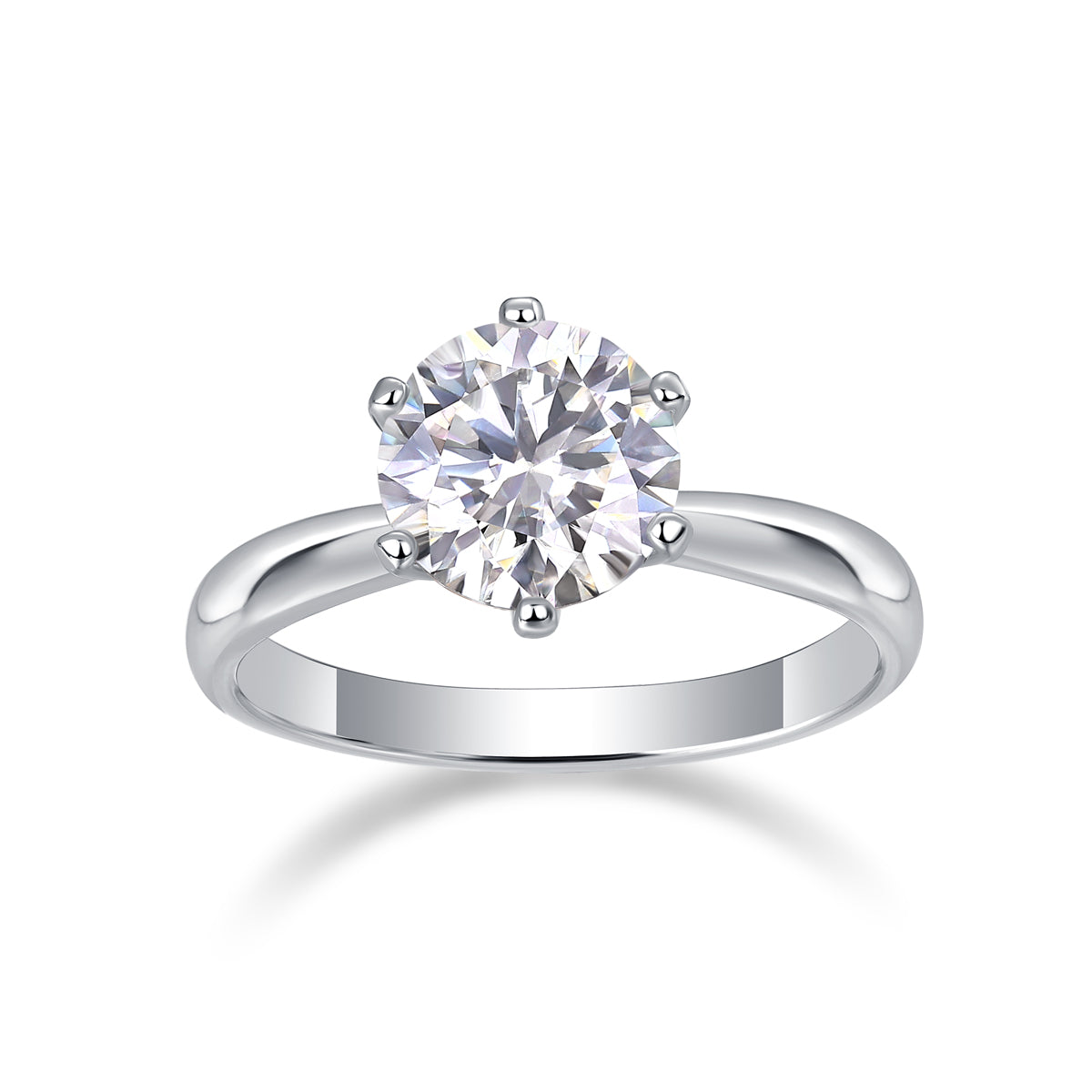 Classic Six-Prong Moissanite Ring - 925 Sterling Silver (1-5 Carat)