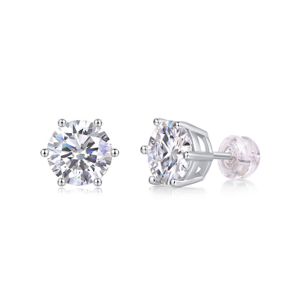 Moissanite Diamond Stud Earrings – S925 Sterling Silver