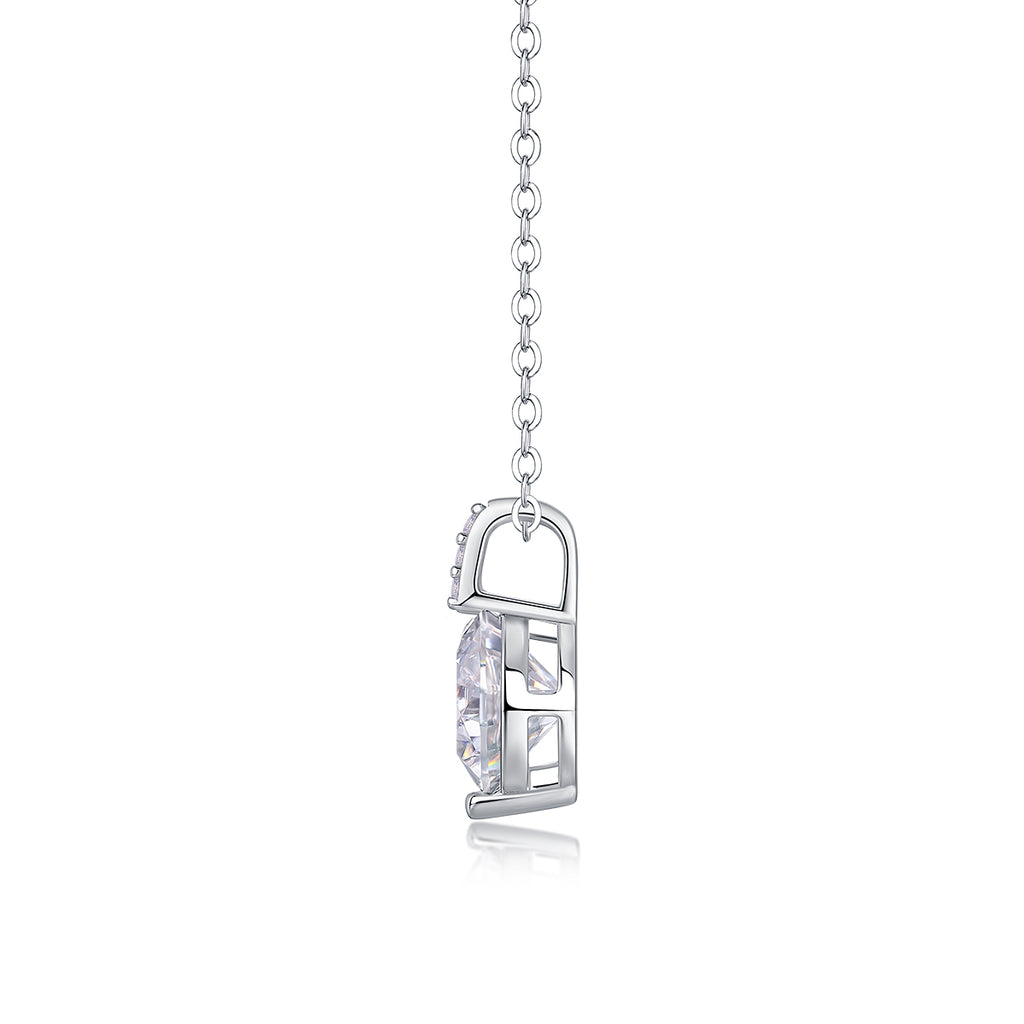 2-Carat Moissanite Necklace Pendant – S925 Sterling Silver with Platinum Plating