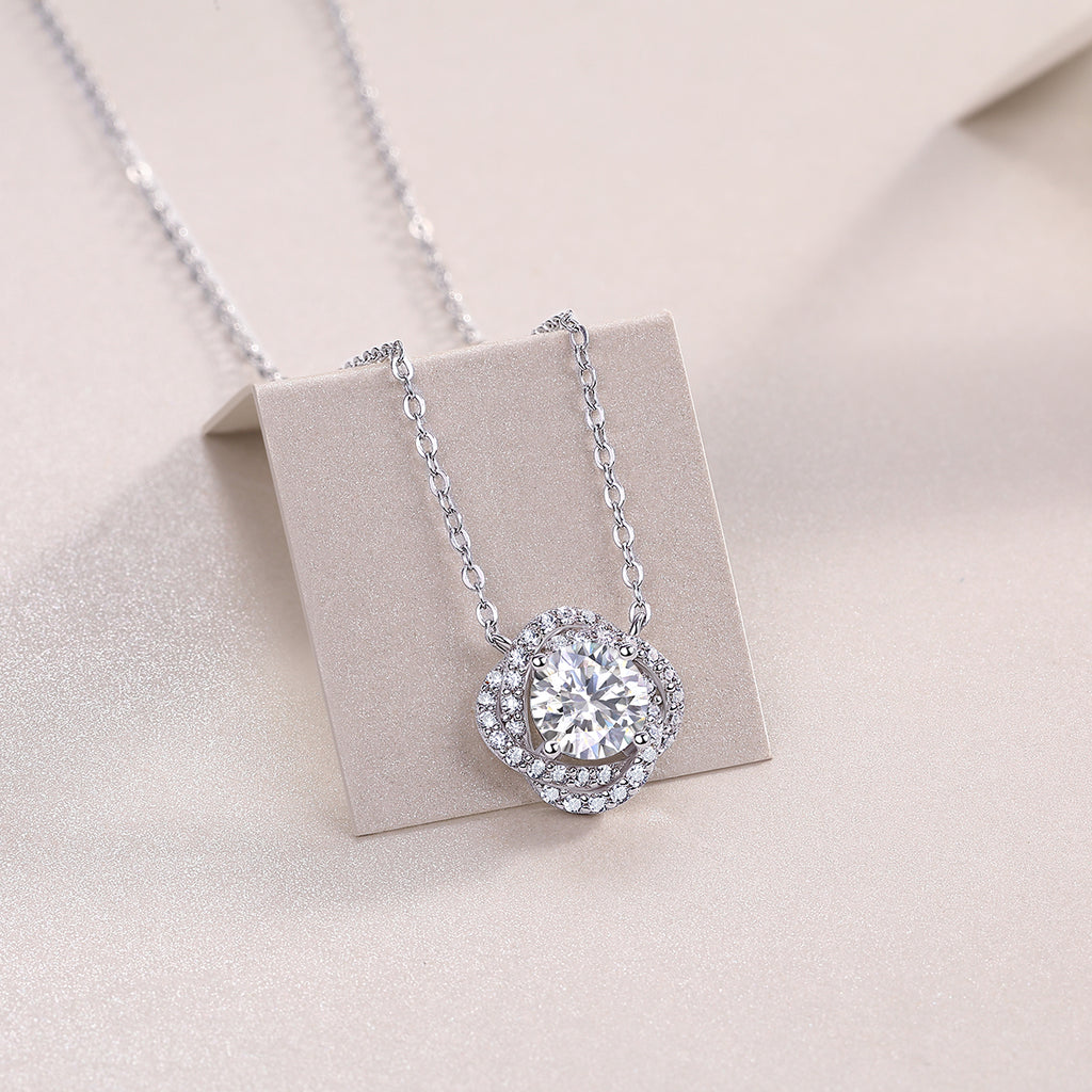 1 Carat Moissanite Necklace - S925 Sterling Silver Platinum-Plated