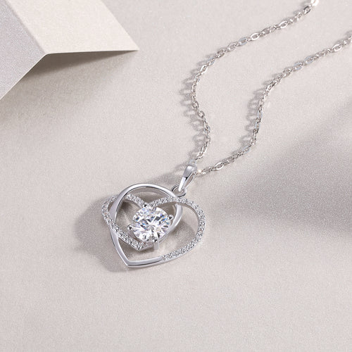 1 Carat Moissanite Interlocking Heart Necklace