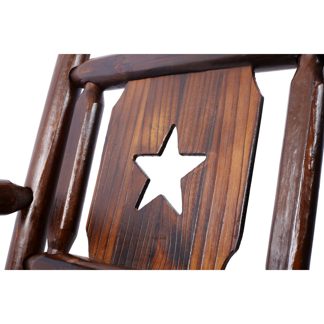 Outdoor Wood Rocking Bench for 2 - Rustic Brown Porch Rocker