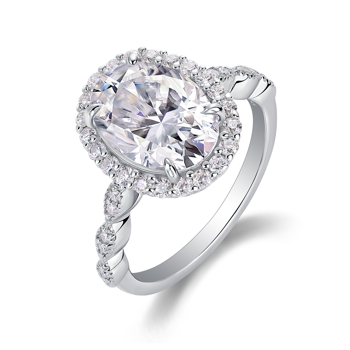 Bright Moon Oval Moissanite Bezel Ring – S925 Sterling Silver, Platinum Plated