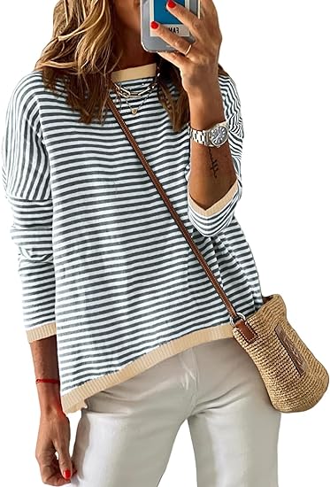 Women's Striped Hoodie - Casual Pullover Sweatshirt