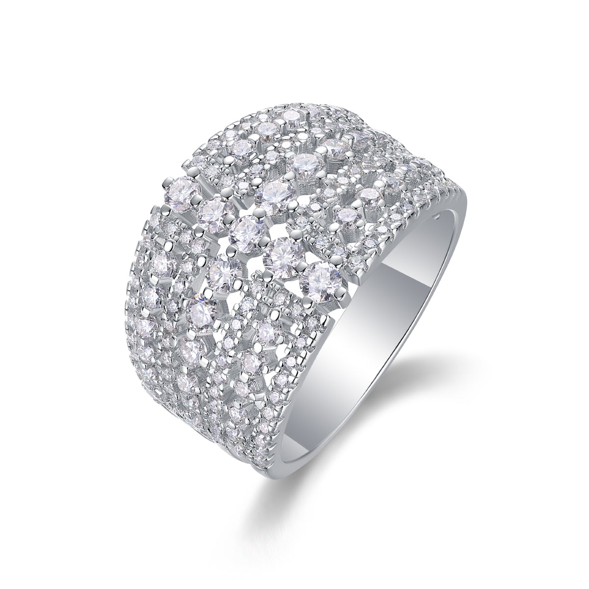 Moissanite Wide Band Sterling Silver Ring