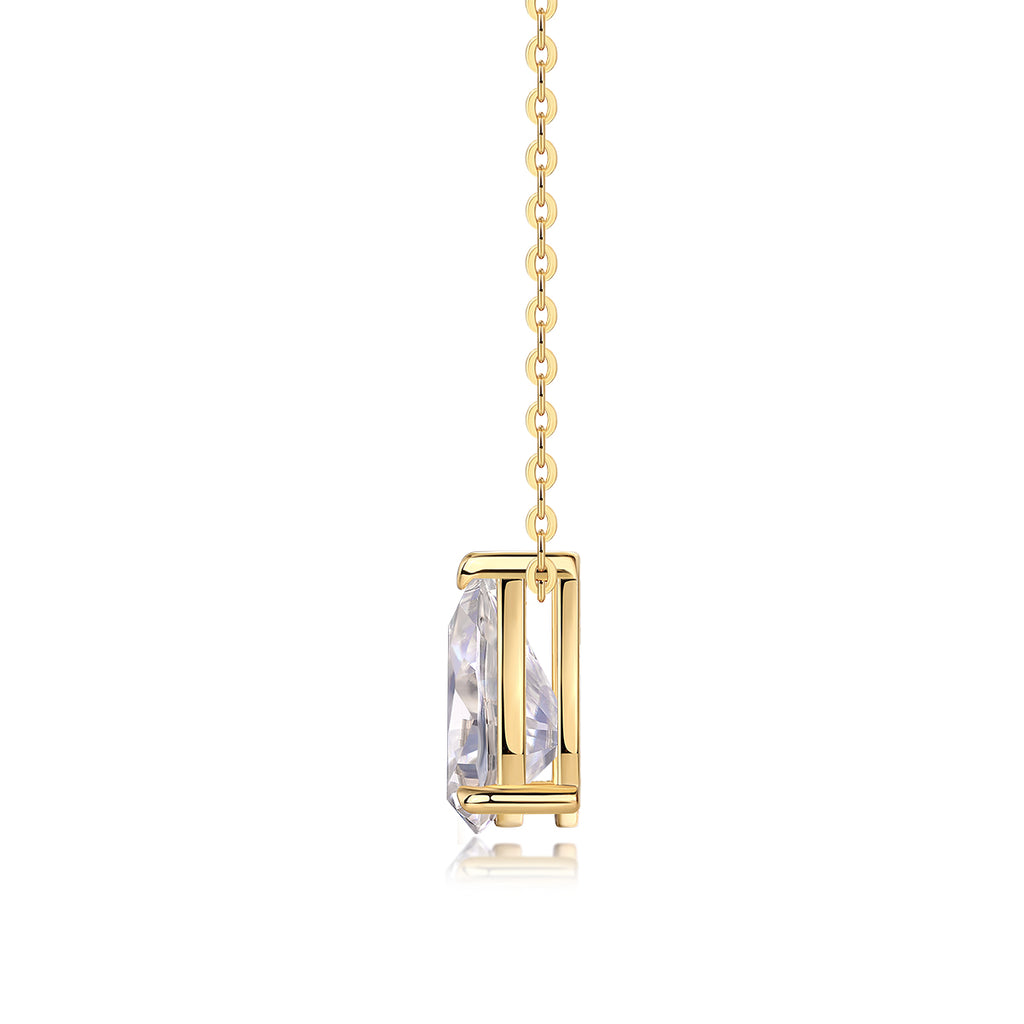 Pear-Shaped Moissanite Pendant Necklace – S925 Sterling Silver with Gold Plating