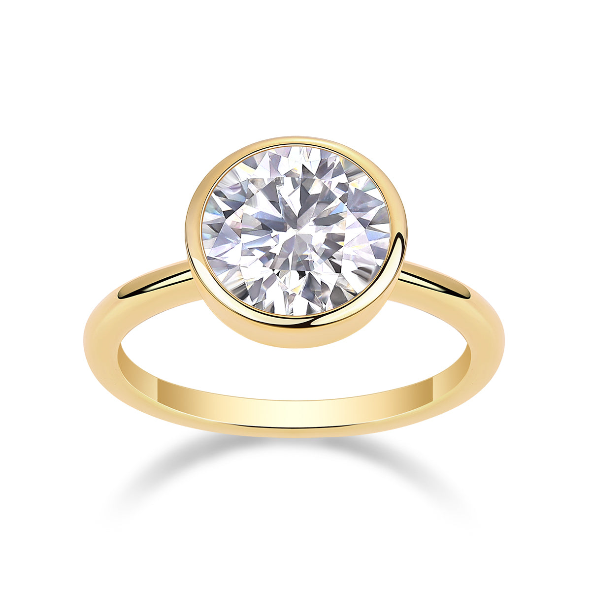 9mm Round Moissanite Sterling Silver Ring
