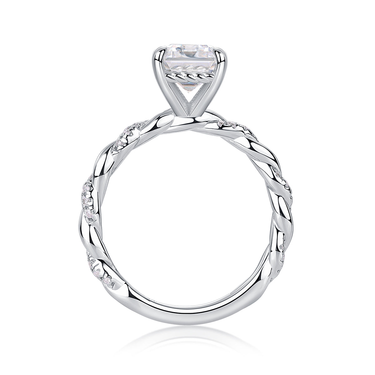 Octagonal Moissanite Ring - S925 Sterling Silver Platinum-Plated