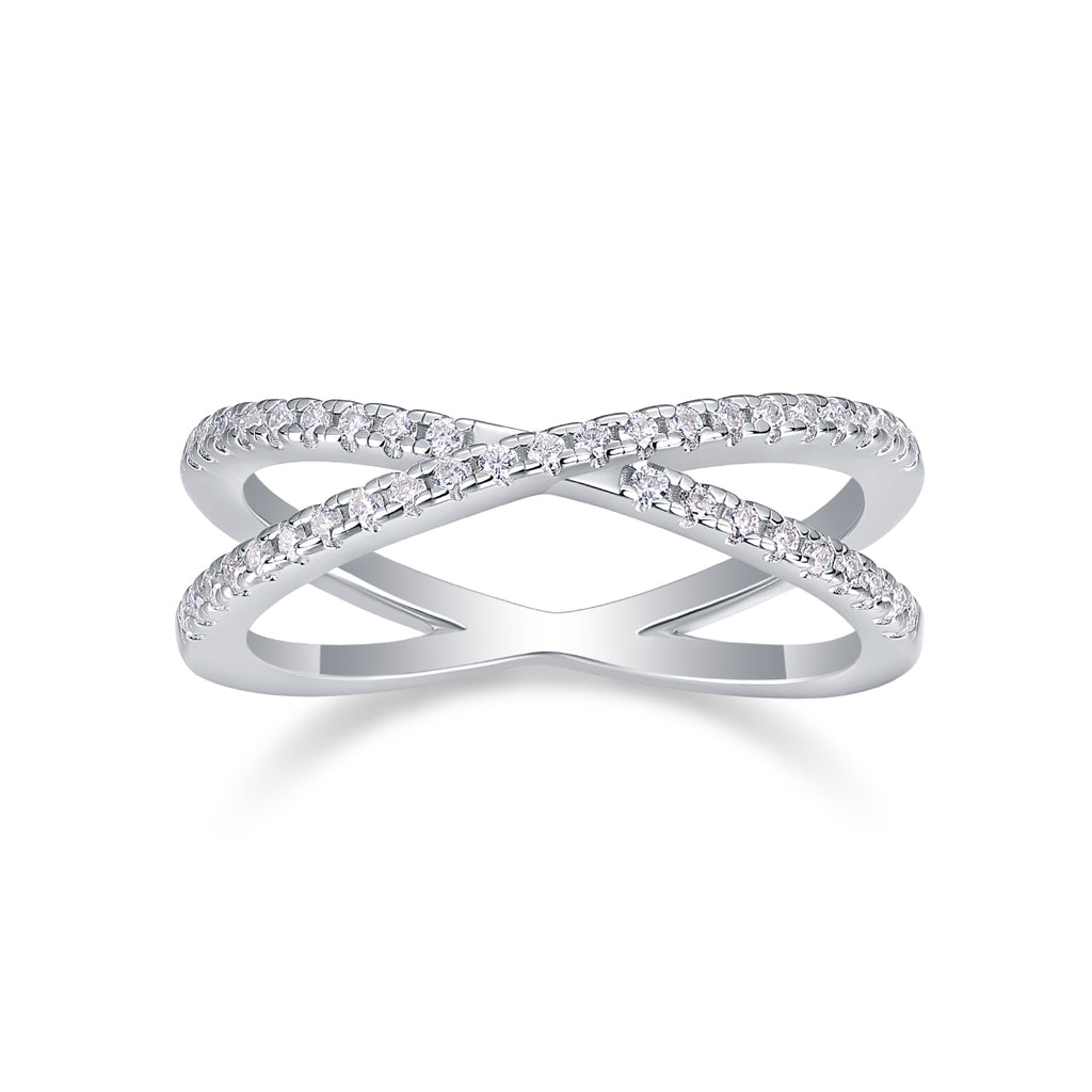 Double Band Moissanite Sterling Silver Ring