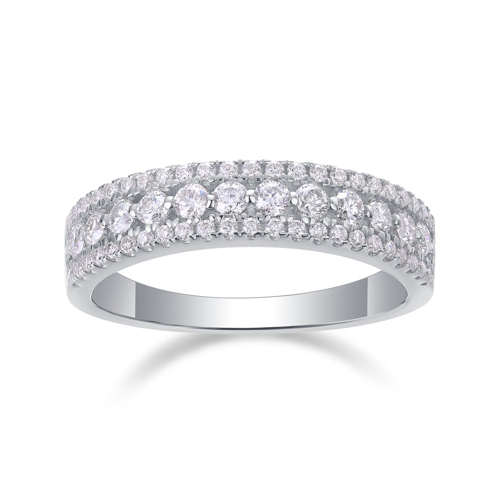 Multi-Row Moissanite Ring - S925 Sterling Silver Luxury Band