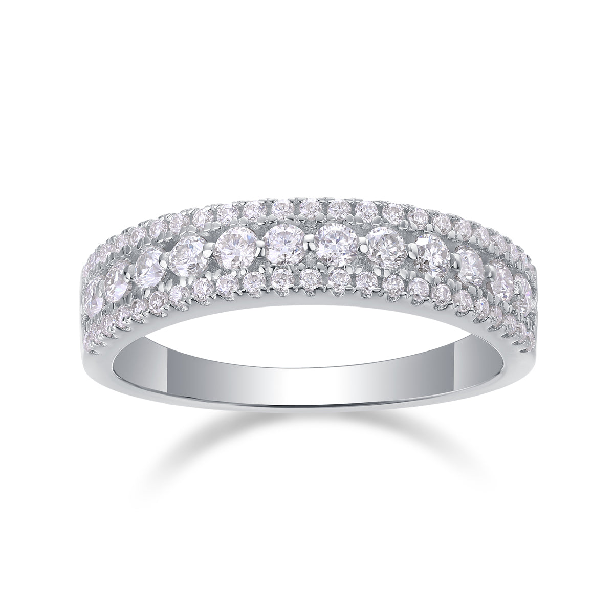 Multi-Row Moissanite Ring - S925 Sterling Silver Luxury Band