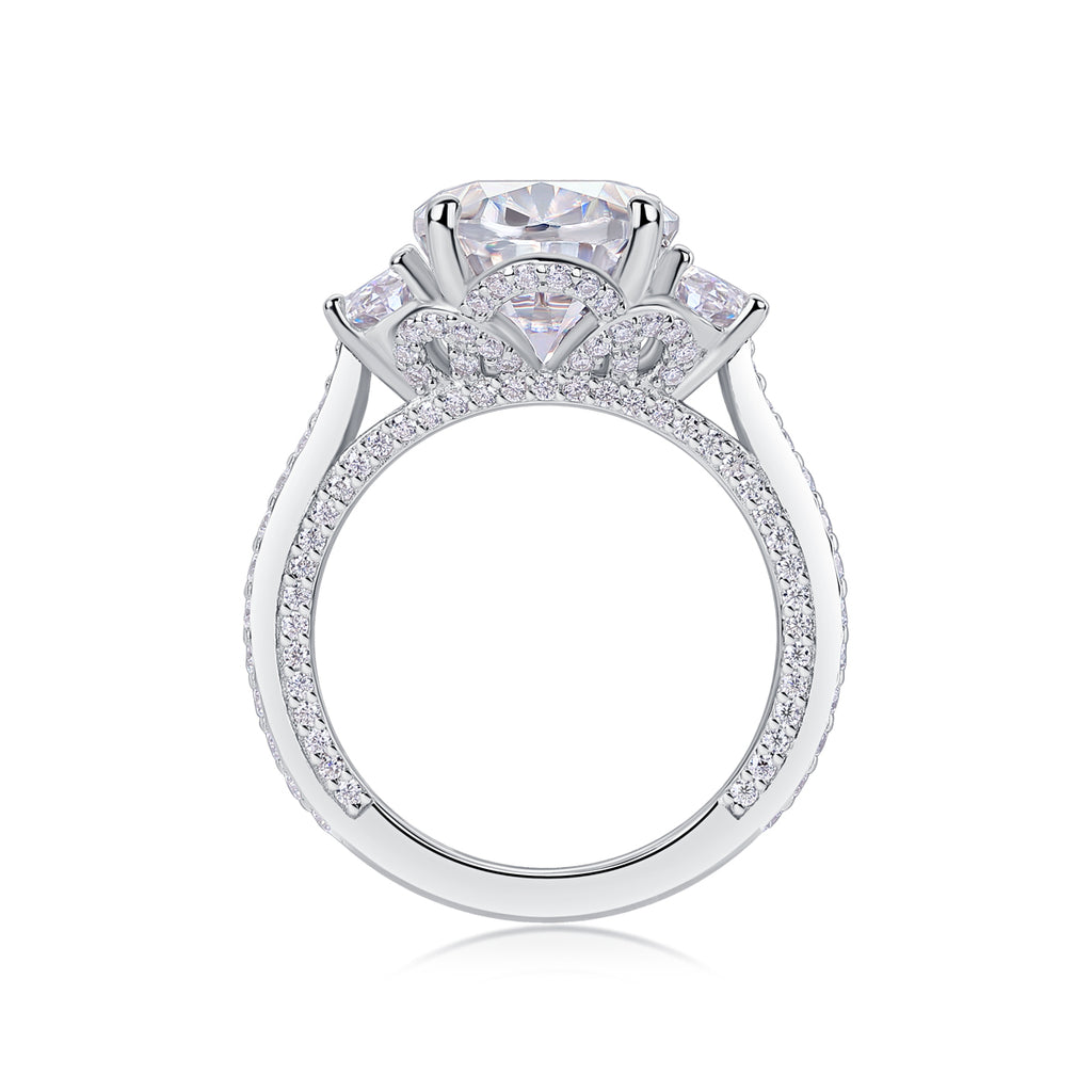 Oval Moissanite Platinum-Plated S925 Sterling Silver Ring