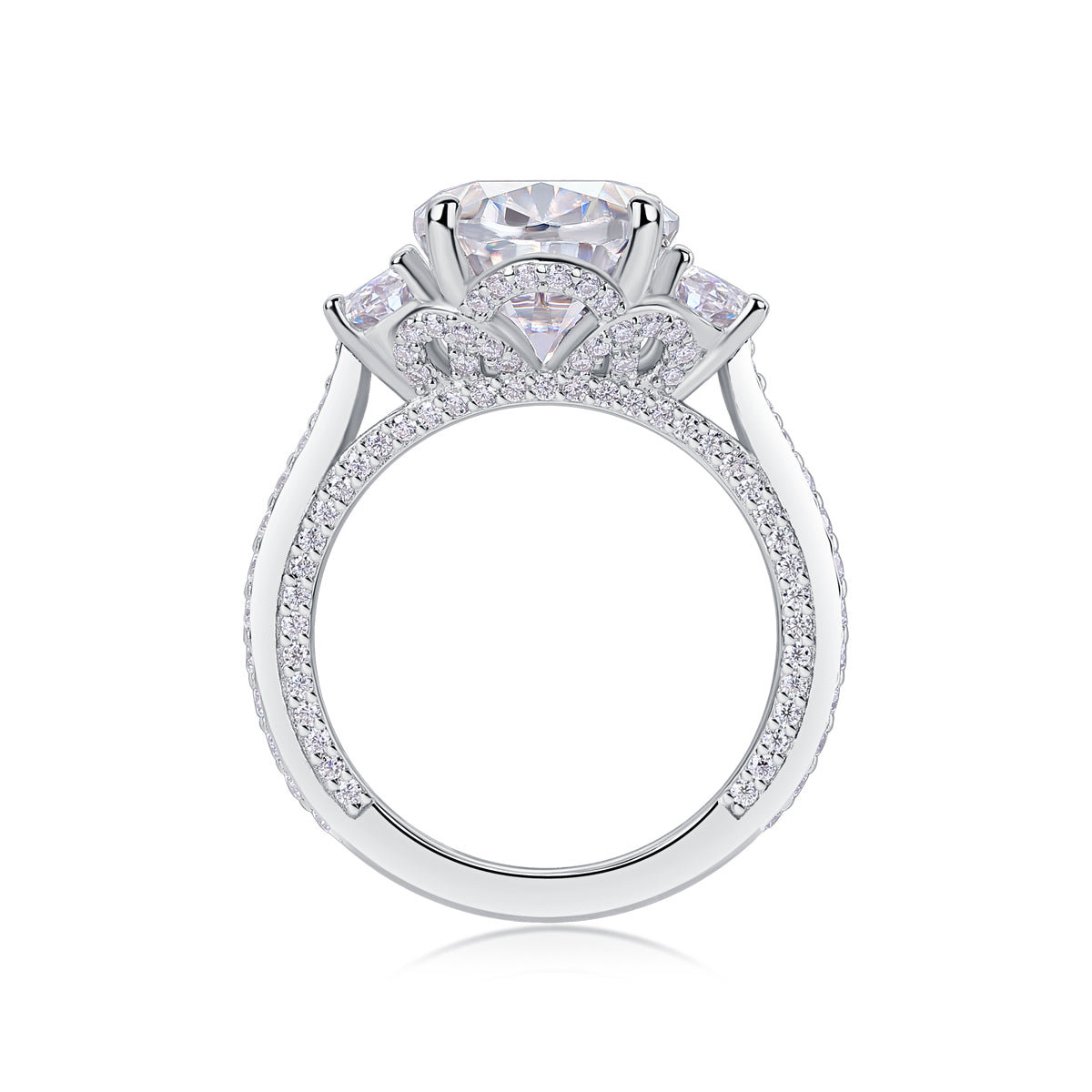 Oval Moissanite Platinum-Plated S925 Sterling Silver Ring