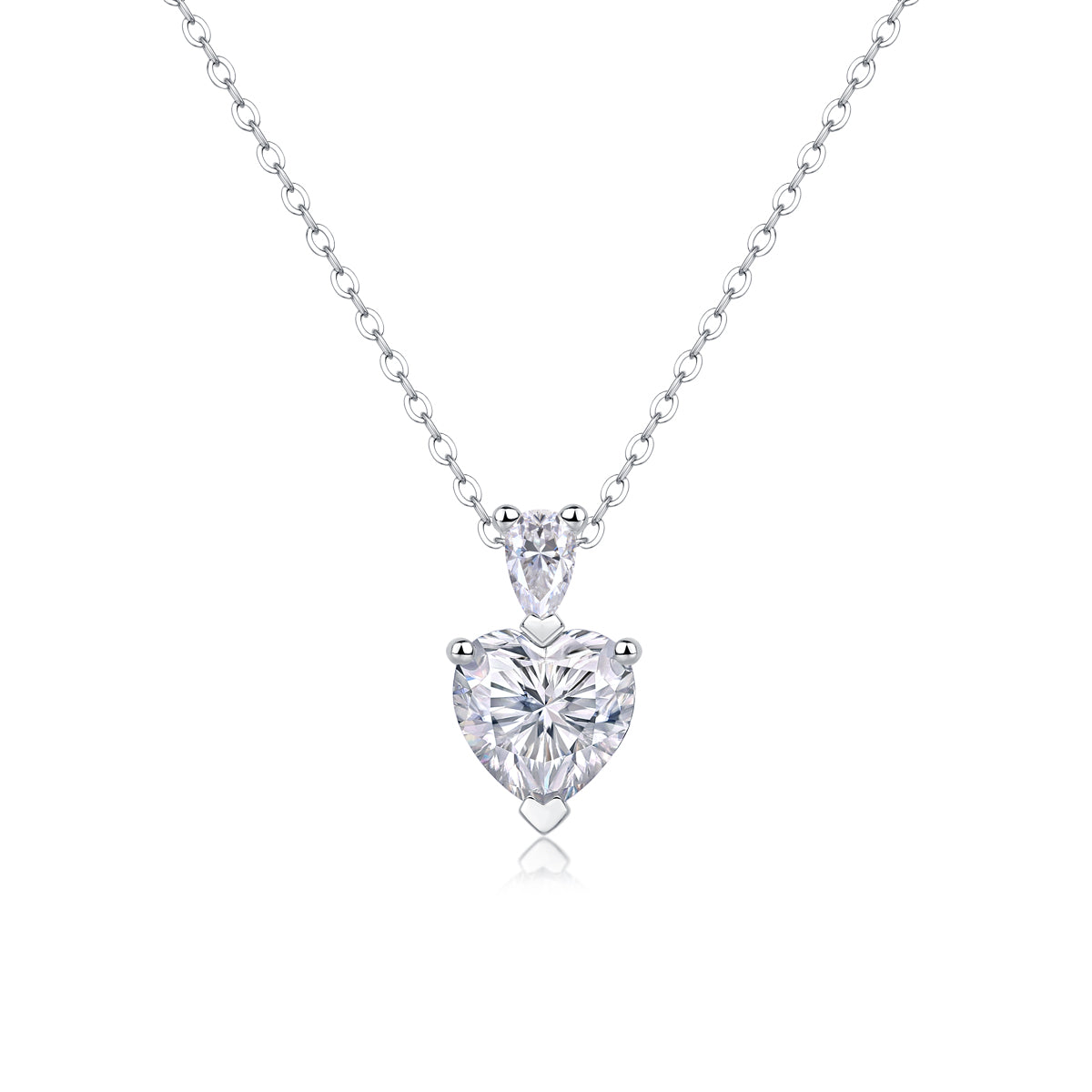 Heart Moissanite Necklace - S925 Sterling Silver Platinum-Plated with Chain