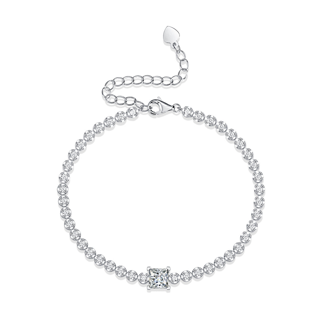 Luxury Moissanite Square Diamond Silver Bracelet