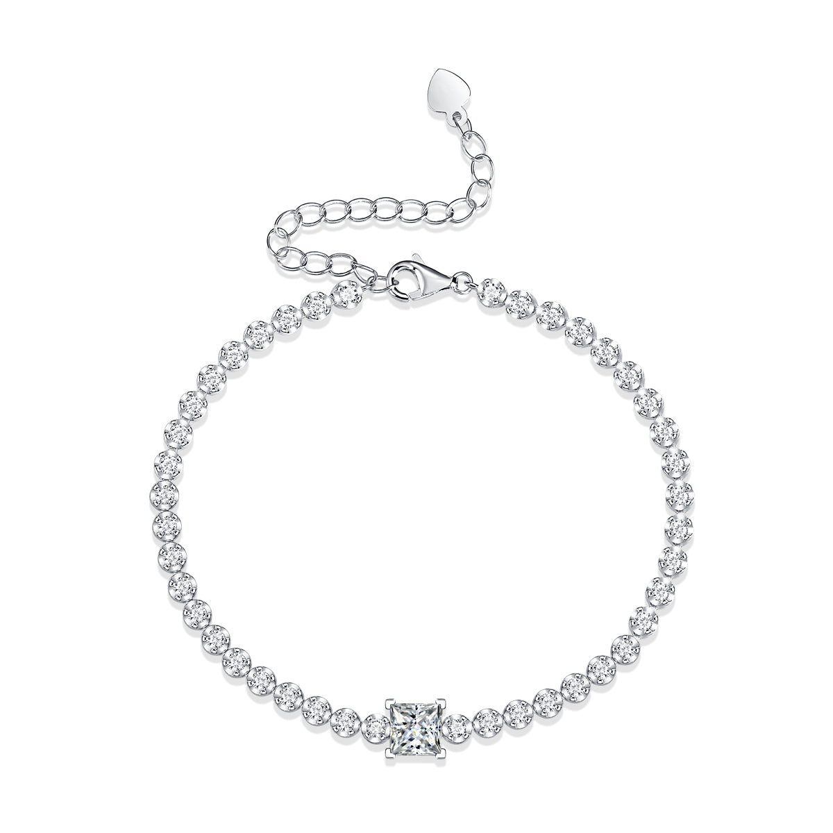 Luxury Moissanite Square Diamond Silver Bracelet