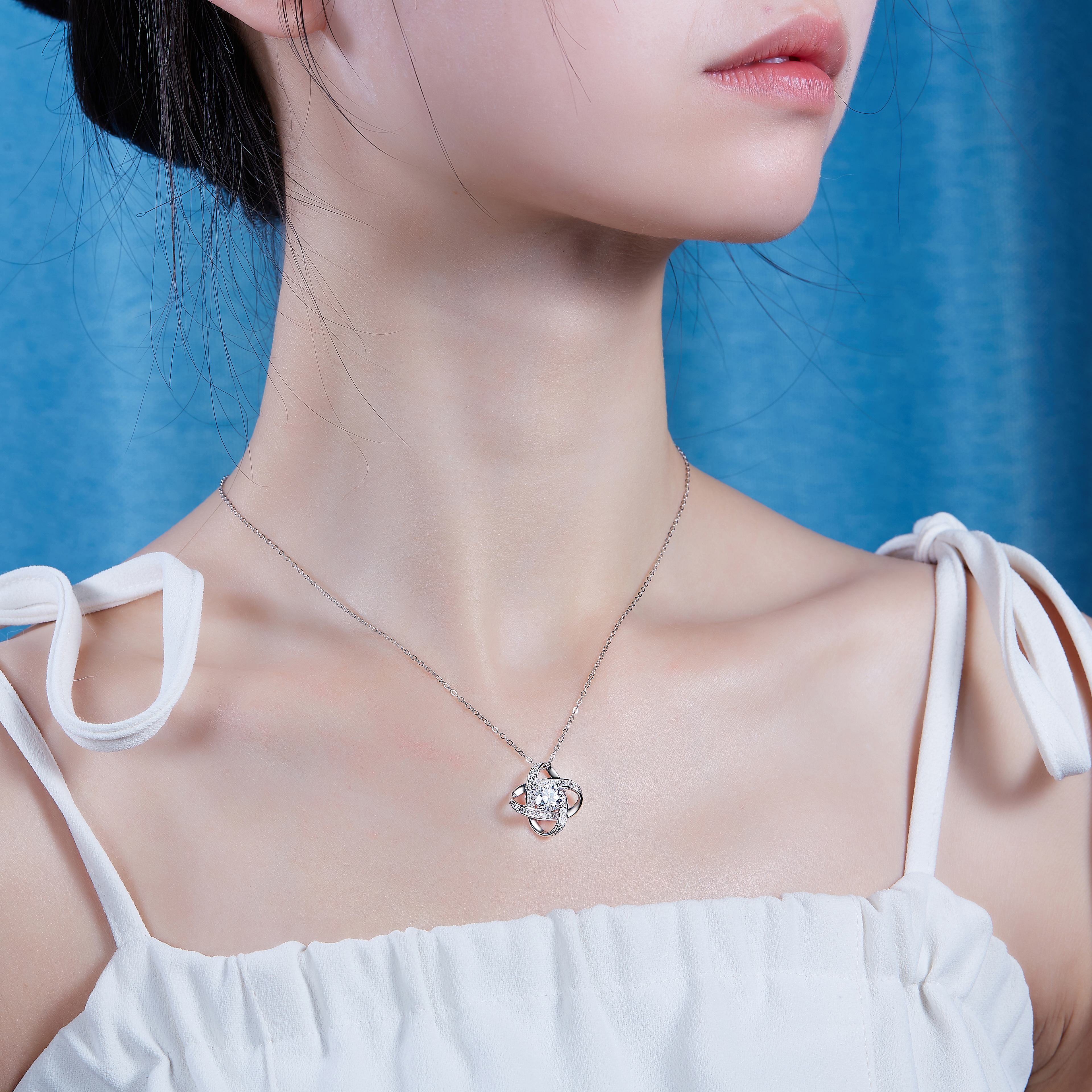 1 Carat Moissanite Pendant Necklace - S925 Sterling Silver with Platinum Plating