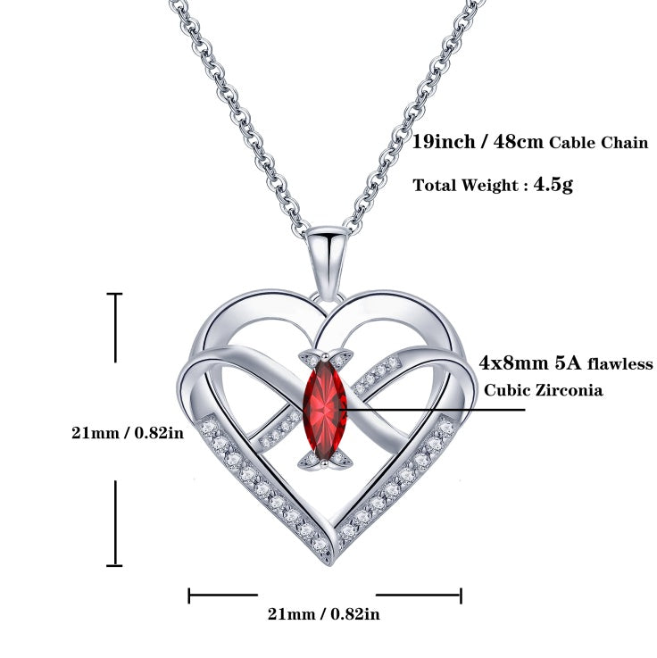 Infinity Butterfly Heart Necklace - 14K White Gold Plated with Cubic Zirconia