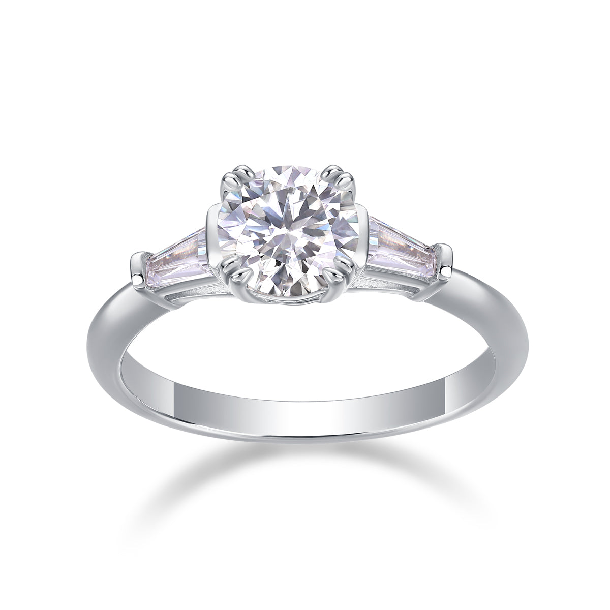 1 Carat Moissanite Sterling Silver Solitaire Ring