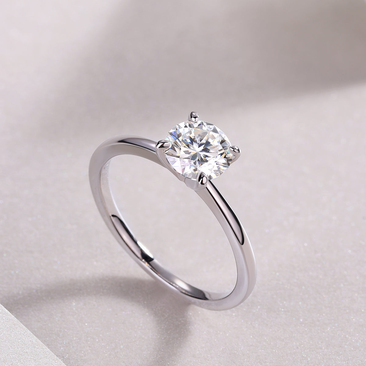 1 Carat Moissanite Solitaire Ring - Classic 4-Prong Setting