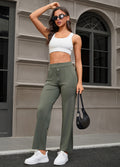 Button-Up Straight Leg Yoga Pants - Women's Boho Pants with Pockets