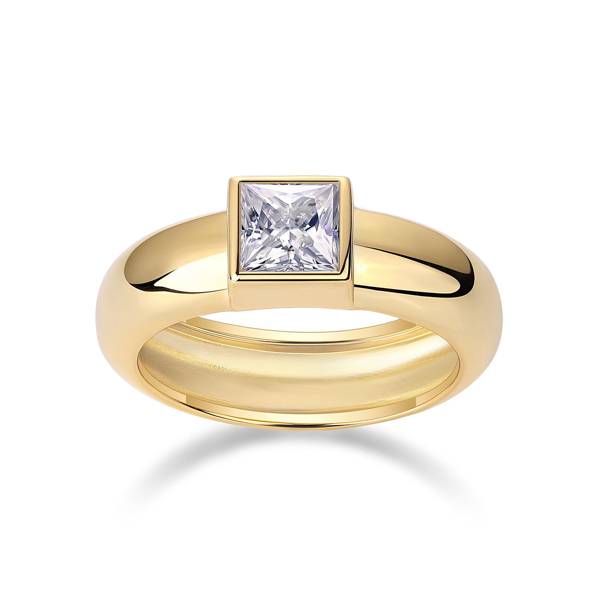 Square Moissanite Sterling Silver Ring
