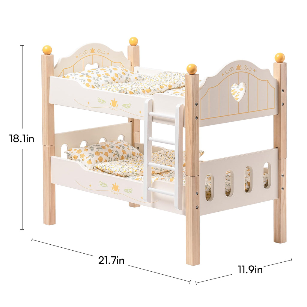 Wooden Doll Bunk Bed for 18" Dolls - Green