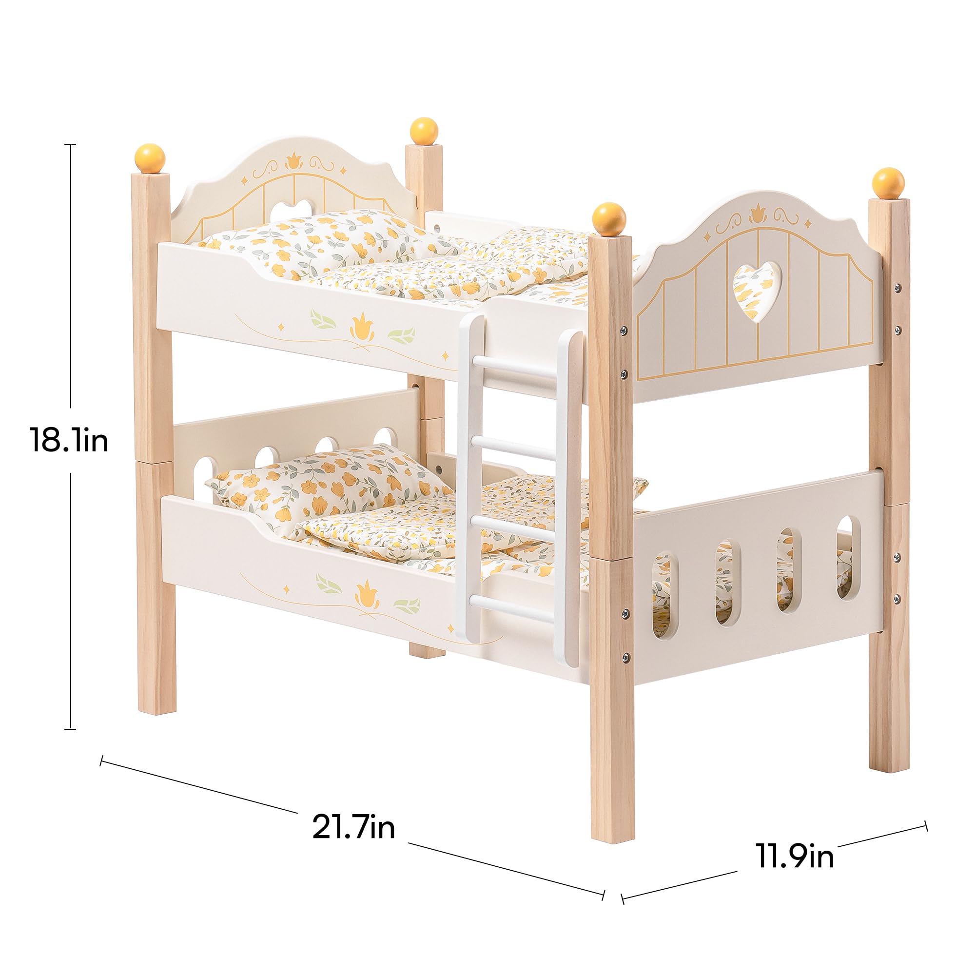 Wooden Doll Bunk Bed for 18" Dolls - Green