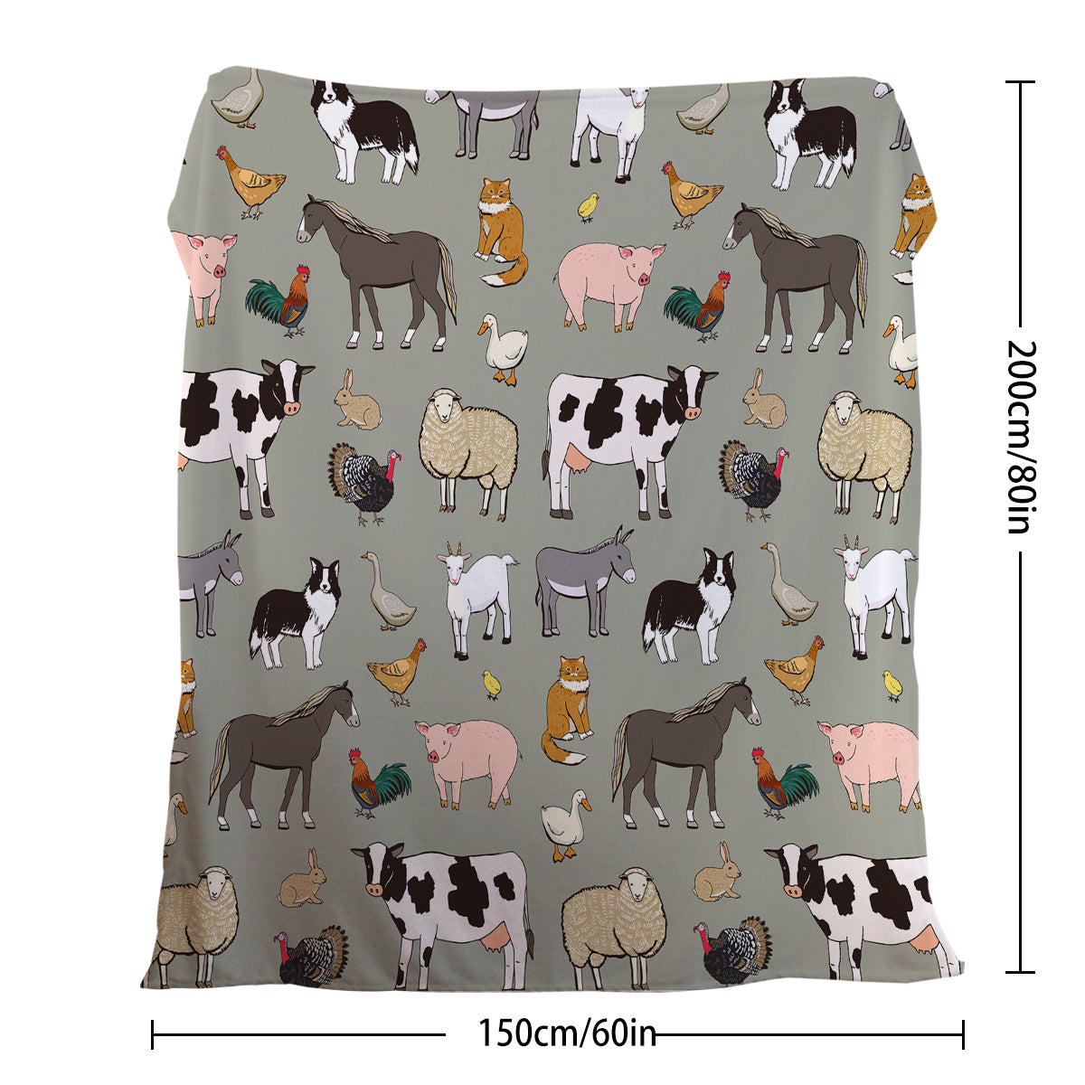 Farm Animal Fleece Throw Blanket - Soft Flannel Blanket