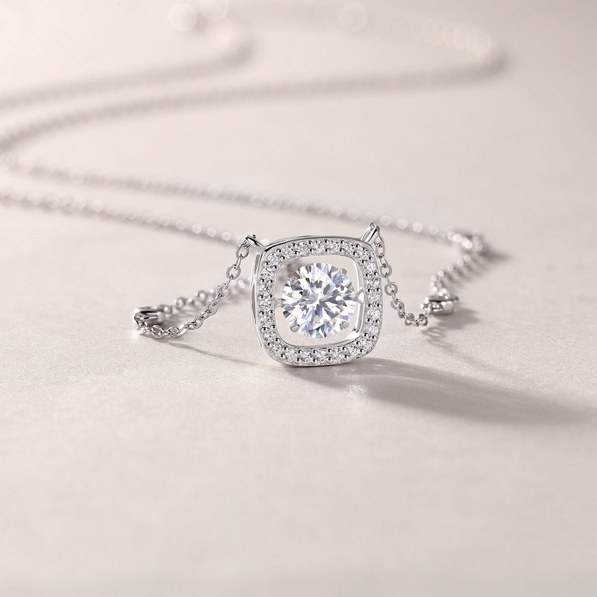 1 Carat Moissanite Necklace - S925 Sterling Silver Platinum-Plated with Chain