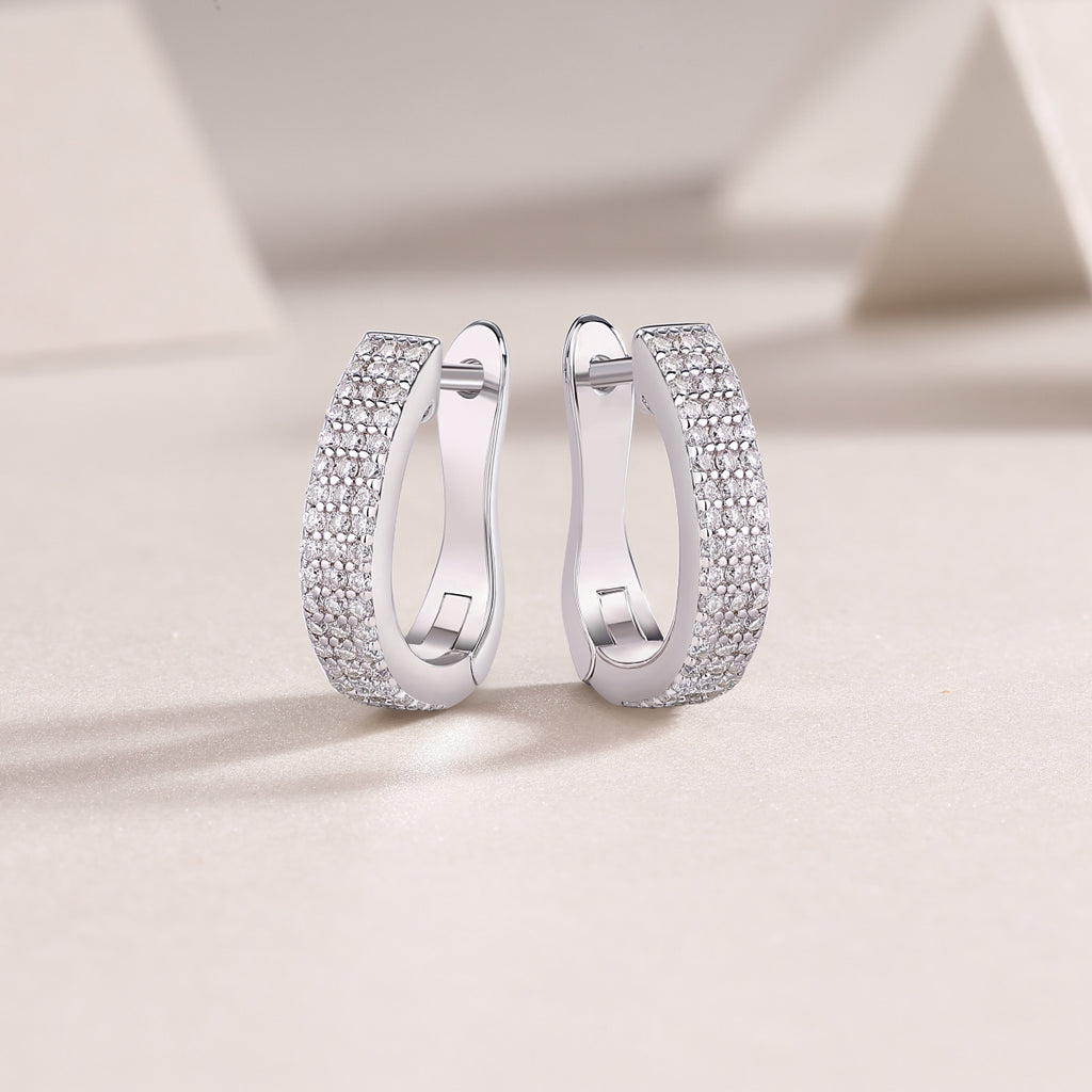 Moissanite Sterling Silver Earrings - Elegant Design