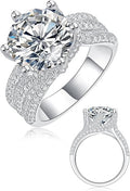5 Carat Moissanite Engagement Ring - Sterling Silver (D Color VVS1)