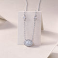 Oval Moissanite Necklace - S925 Sterling Silver Platinum-Plated with Chain