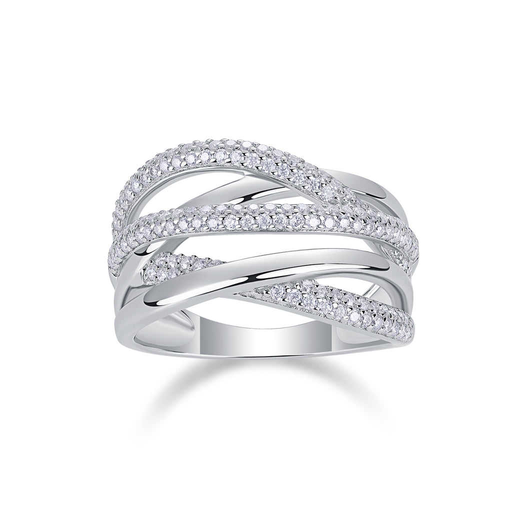 Brilliant Interweaving Moissanite Ring - S925 Sterling Silver Platinum Plated