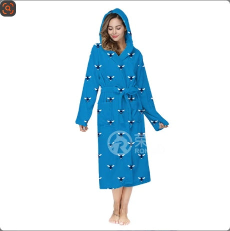 Plush Hooded Bathrobe - Oversized Soft Flannel Robe for Women