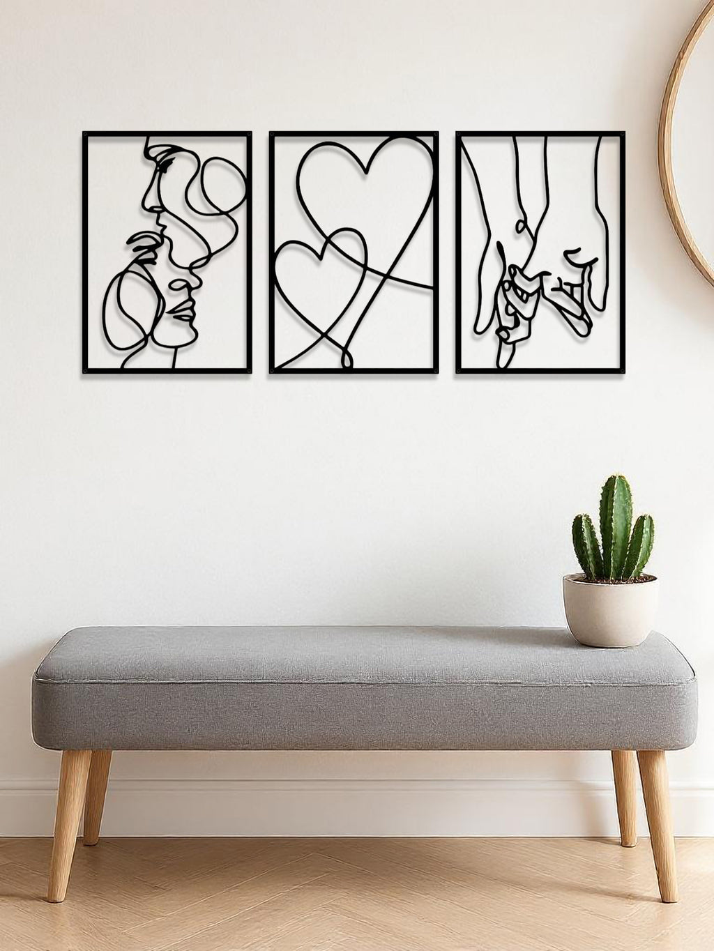 3 Piece Romantic Metal Wall Art Set