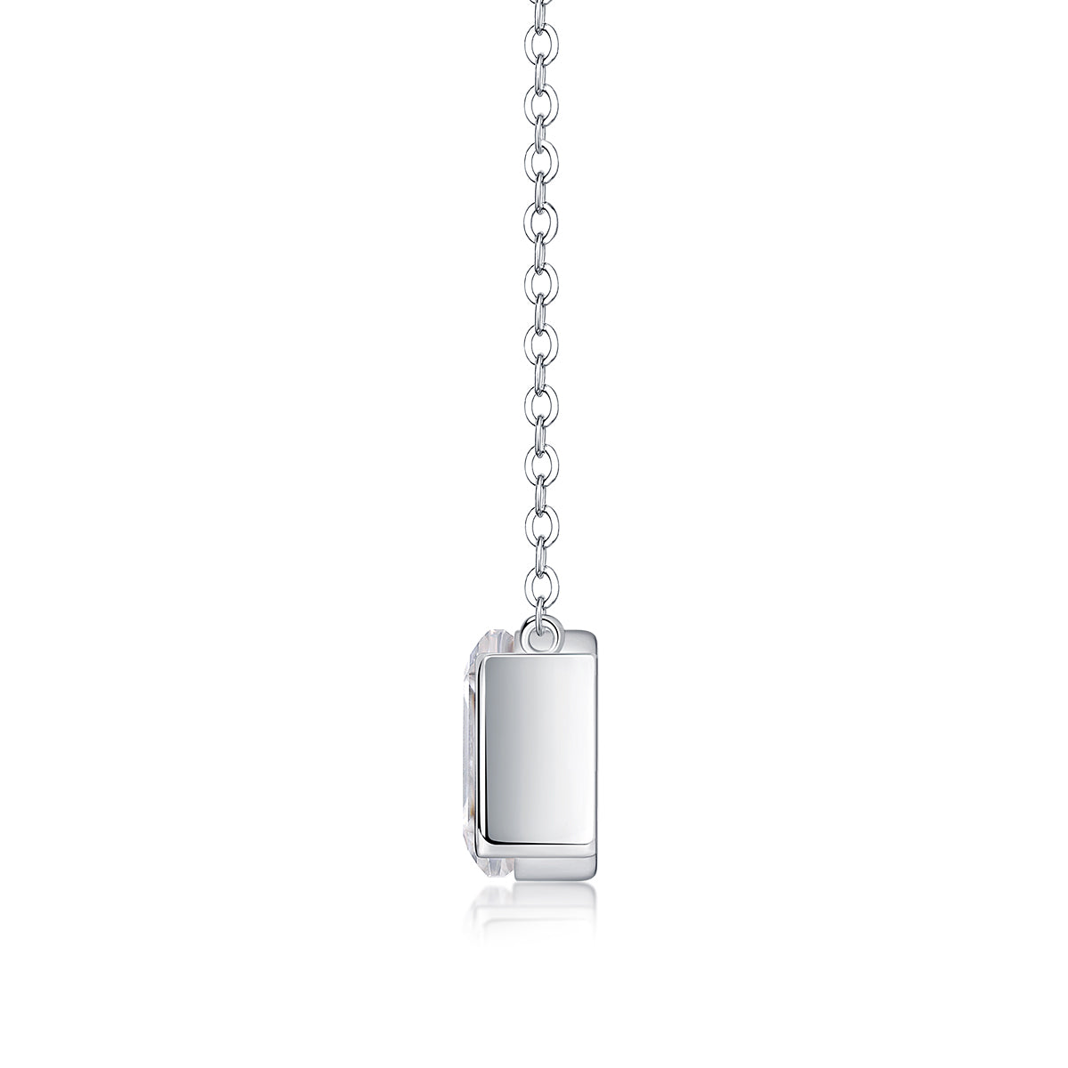 Octagonal Moissanite Platinum-Plated S925 Sterling Silver Pendant Necklace