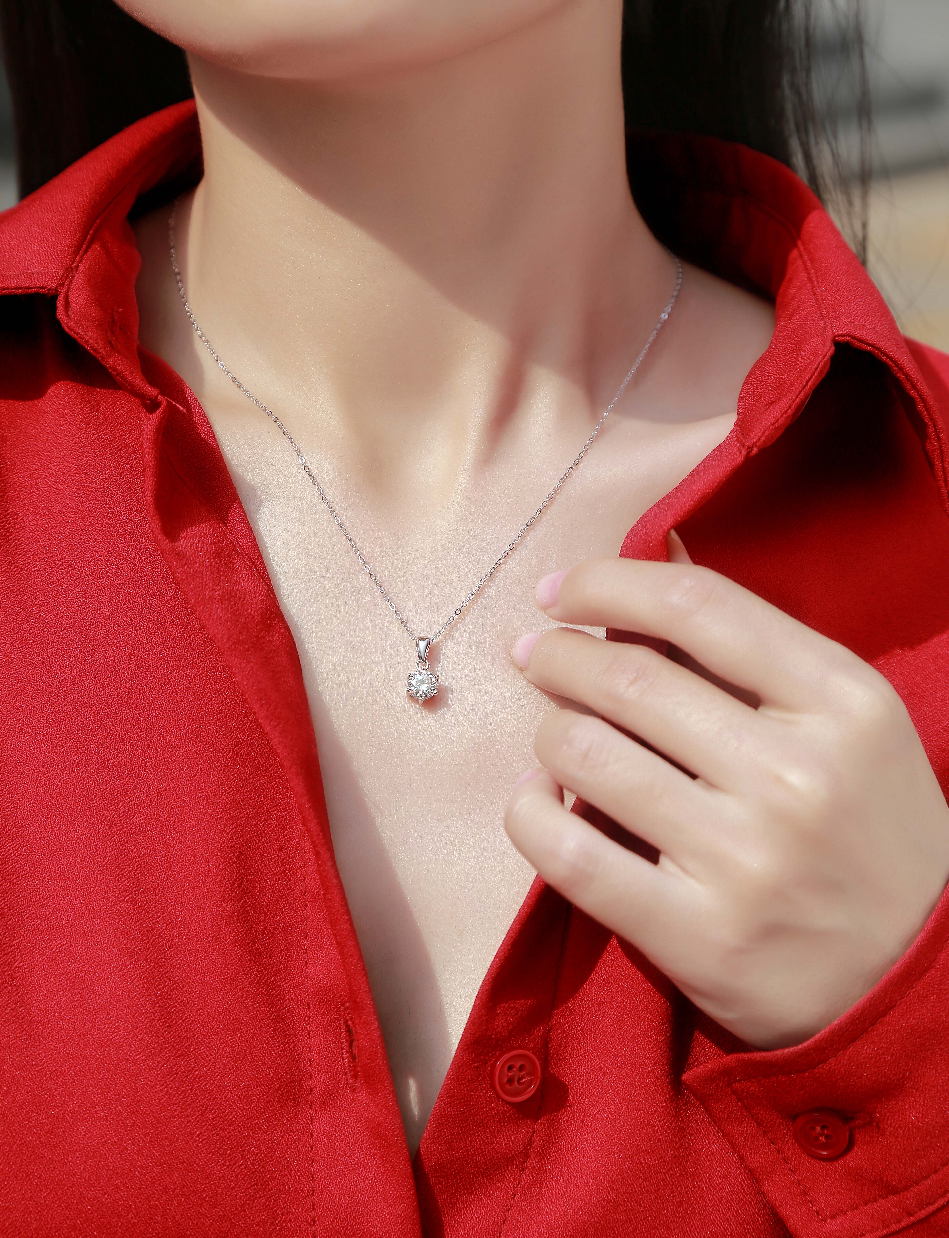 Moissanite Diamond Necklace Pendant — S925 Sterling Silver, 1ct / 2ct / 3ct